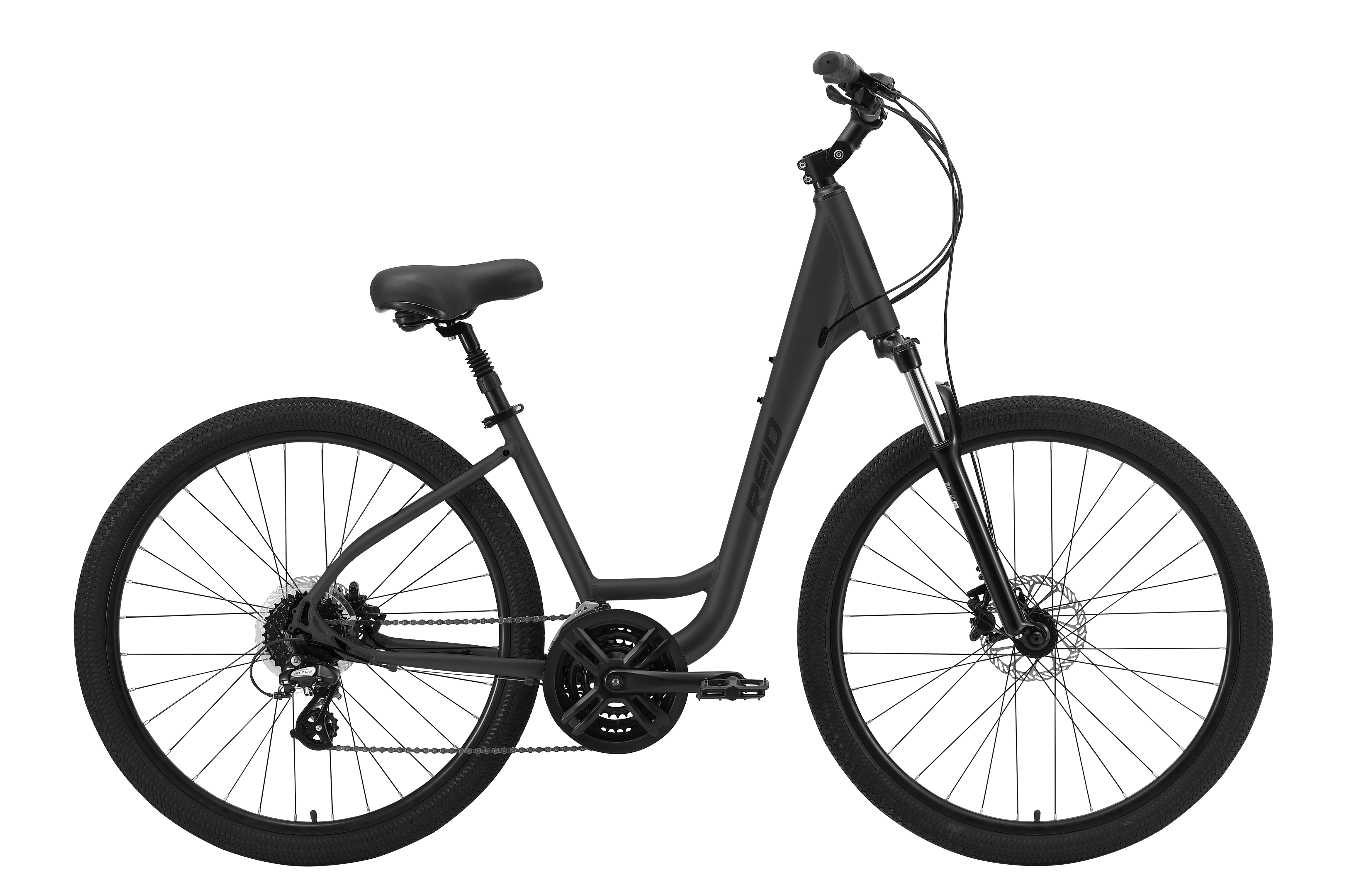 Comfort 3 Step Through Commuter Bike Charcoal Bikes Reid